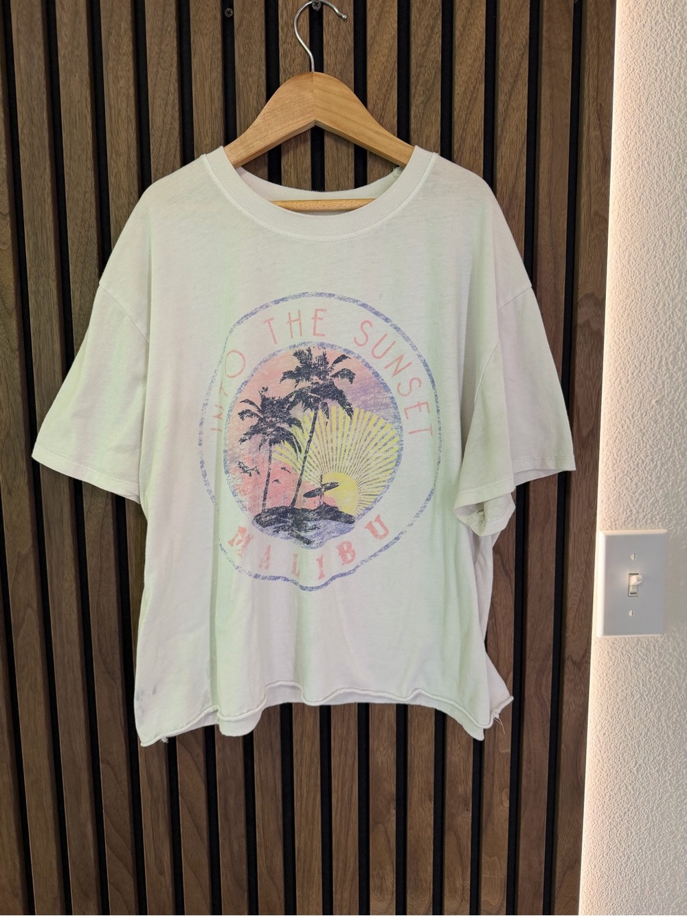Malibu Graphic Tee with Sunset Palm Art